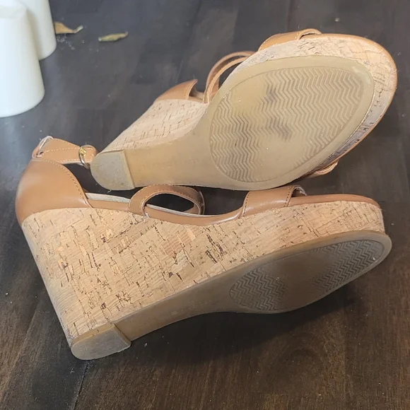 Tommy Hilfiger Brown Wedge Sandals With Cork Platform - Picture 10 of 14